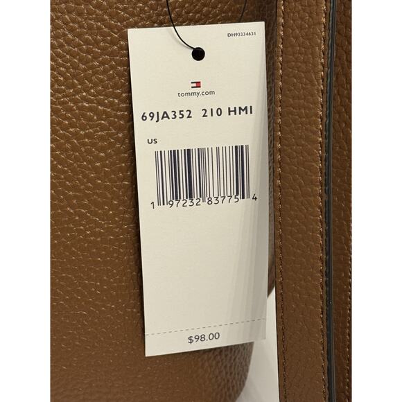 Tommy Hilfiger Brown Faux Leather Bucket Drawstring Crossbody Bag Purse NWT - Picture 7 of 11